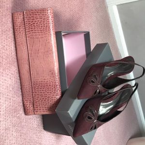 Dark Berry suede/patent sling backs Ann Taylor.